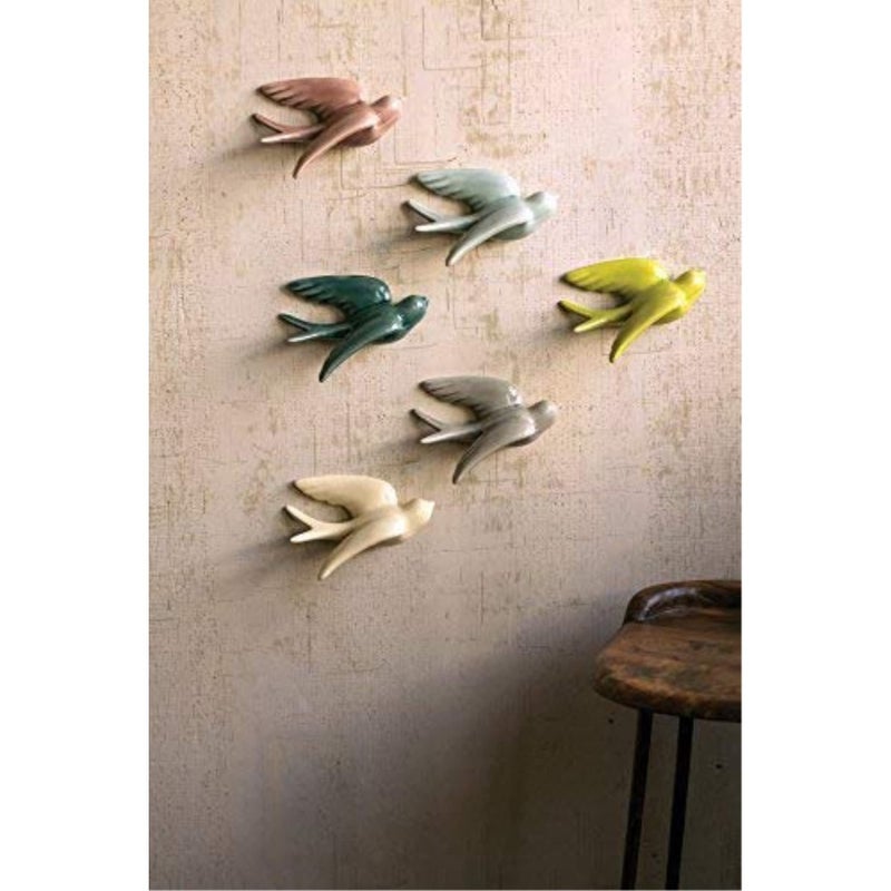 Kalalou Set of Ceramic Hanging Swallows, One Size, Multicolor - Image 3